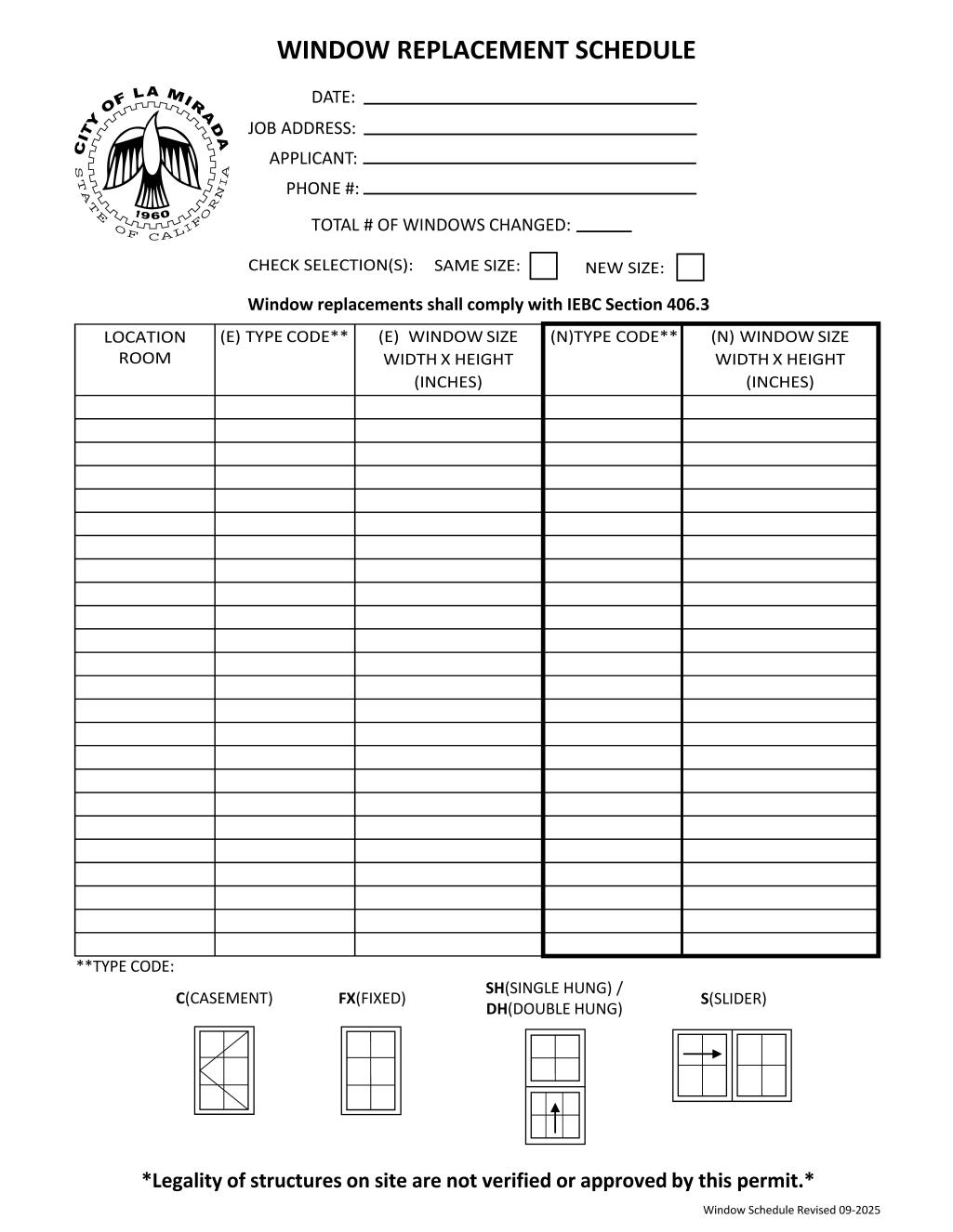 Window Replacement Schedule